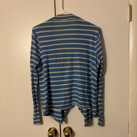 J. Crew Striped Always Cascading Cardigan Blue White Size Medium - Picture 2 of 3